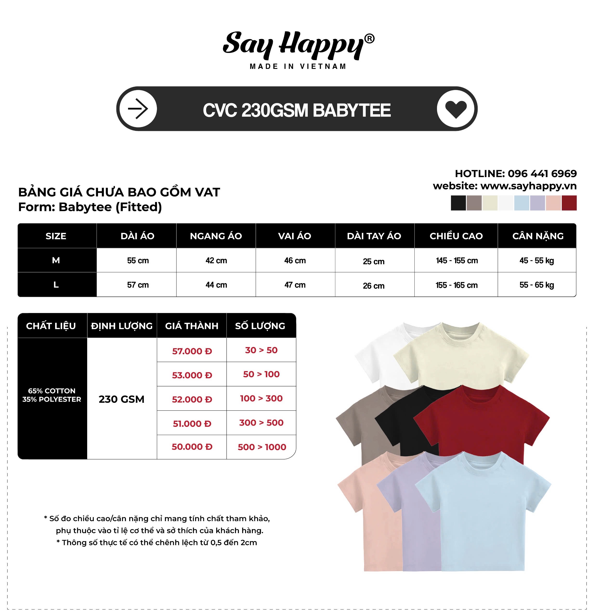 Bảng giá sỉ áo thun CVC babytee