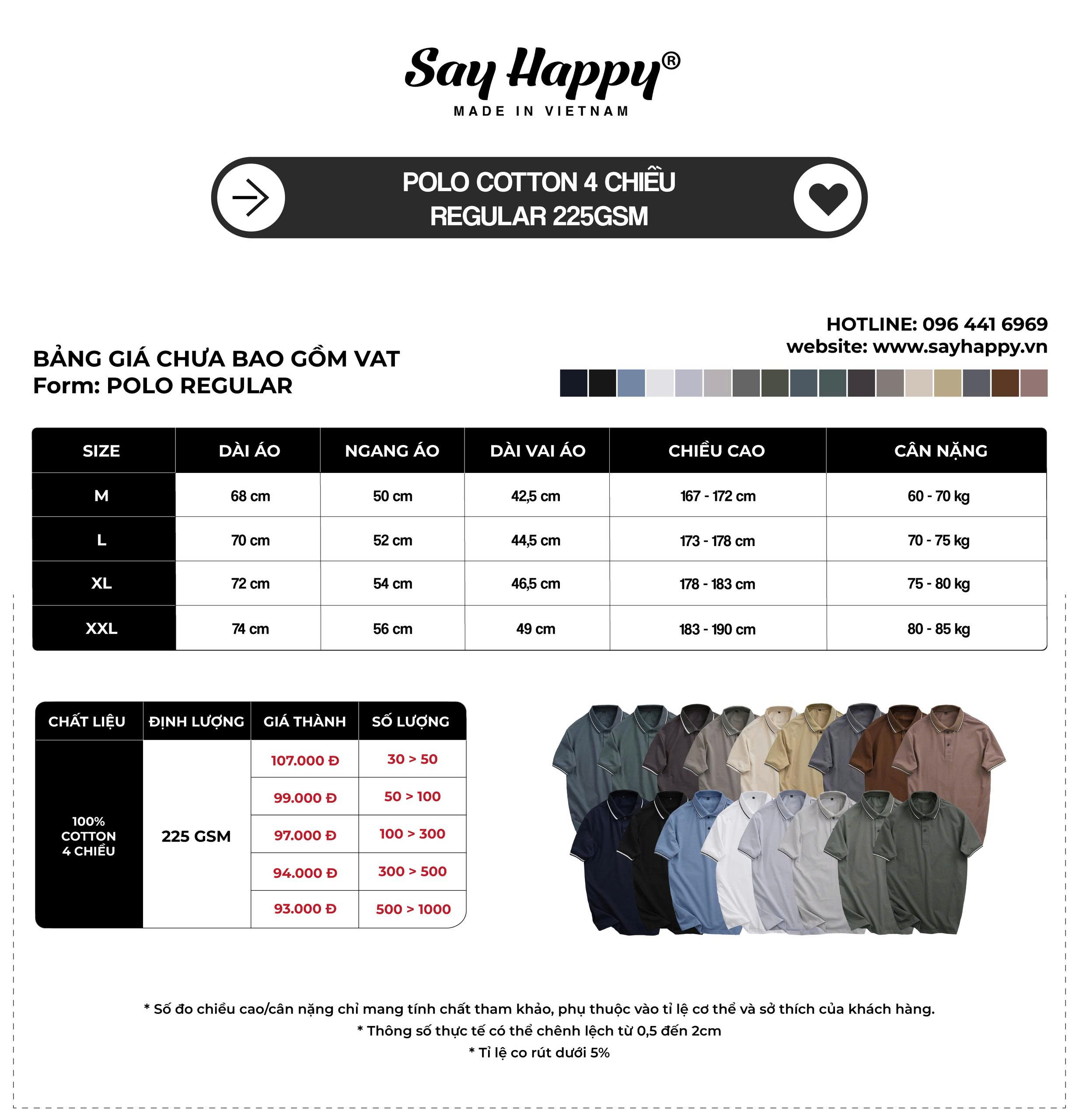 Bảng giá polo 4 chiều