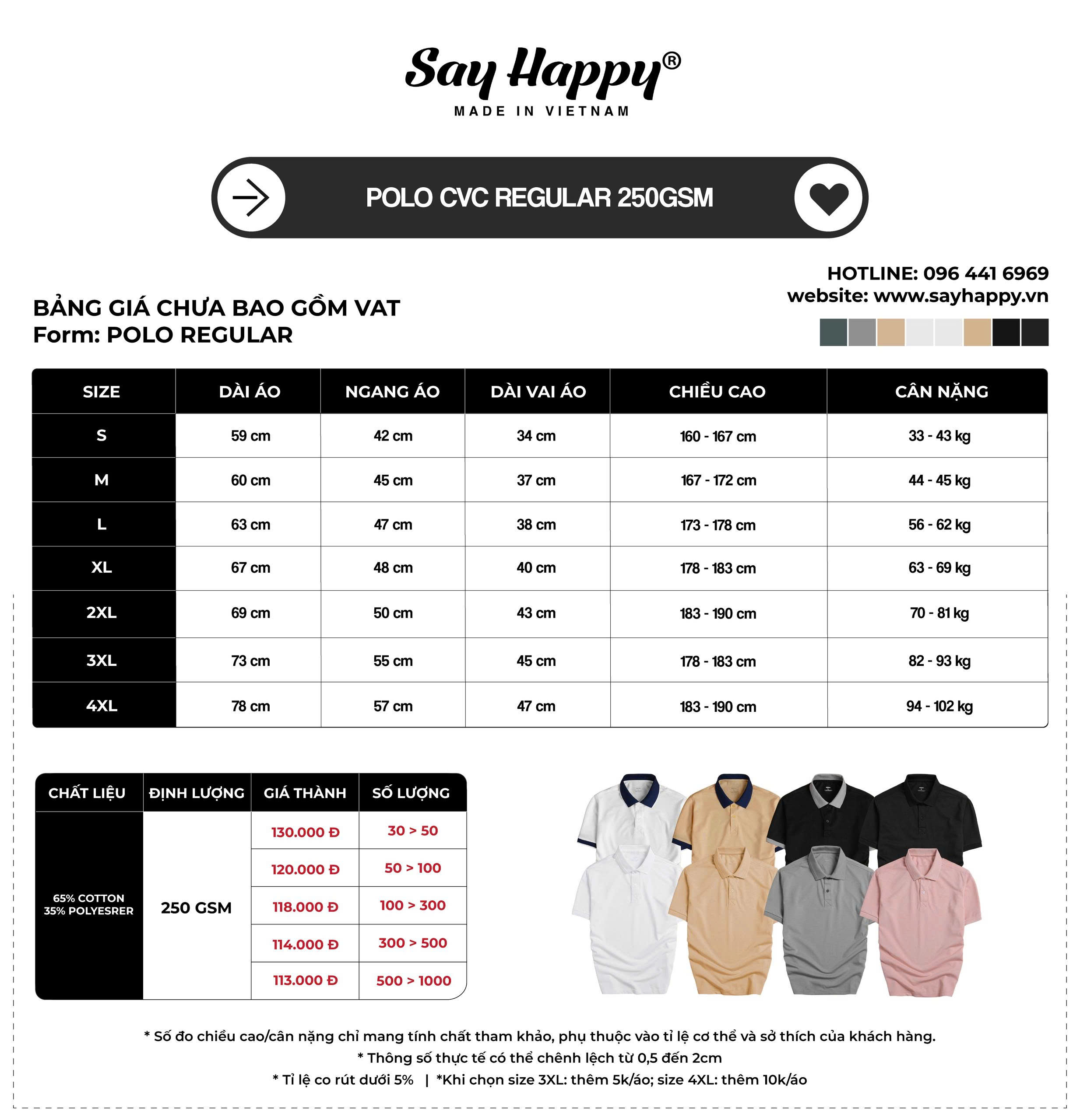 bảng giá polo CVC