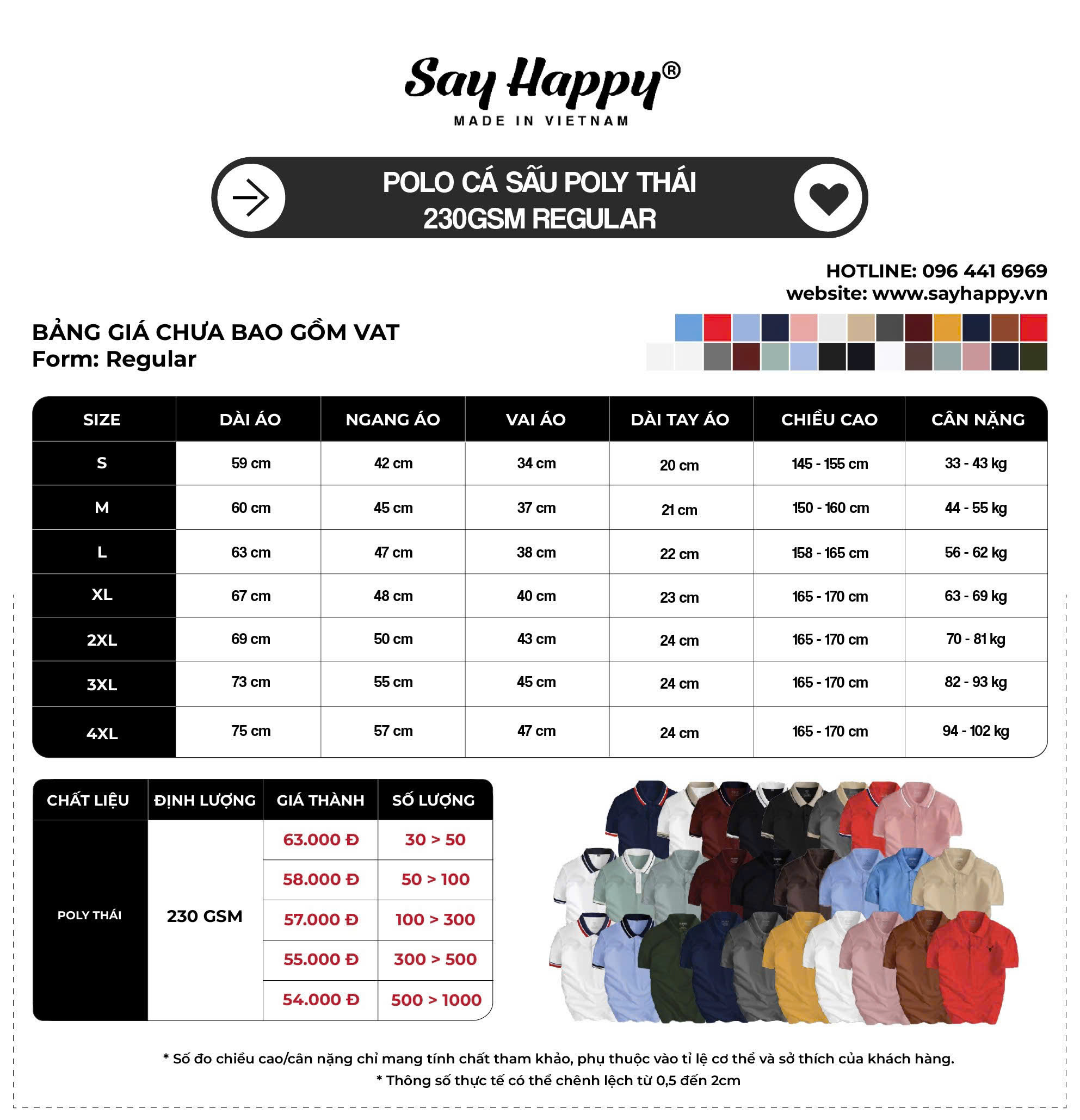 bảng giá polo poly thái say happy