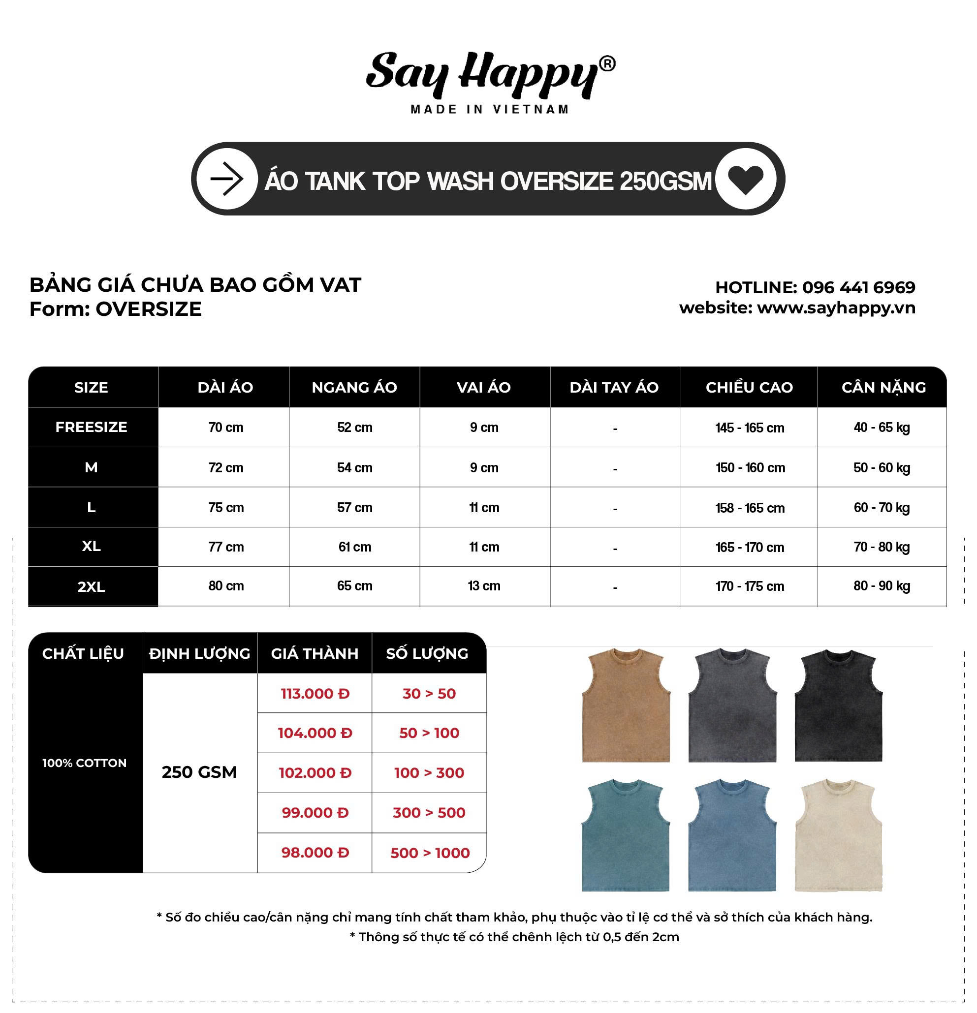 bảng giá tanktop