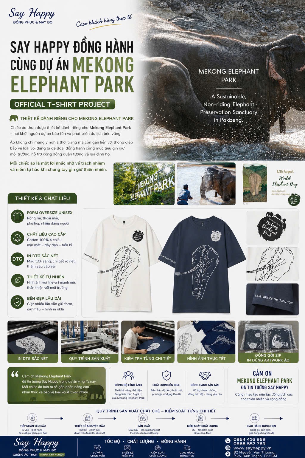 Dự án Mekong elephant ới xưởng áo thun Say Happy