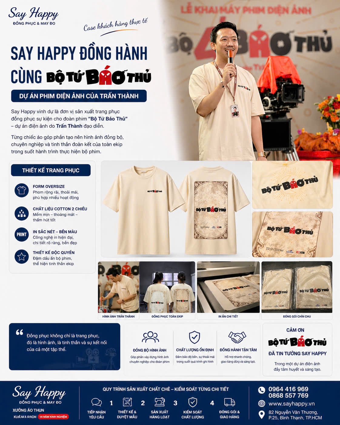 Dự án Trấn Thành với xưởng áo thun Say Happy