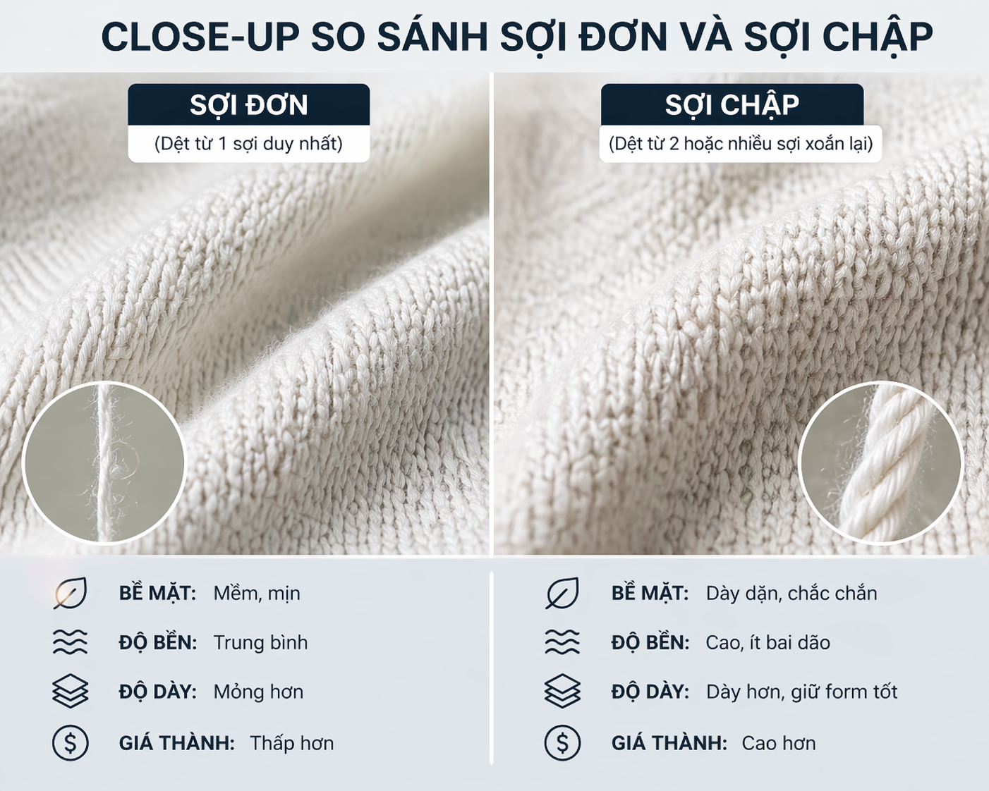 so sanh soi don va soi chap ao thun