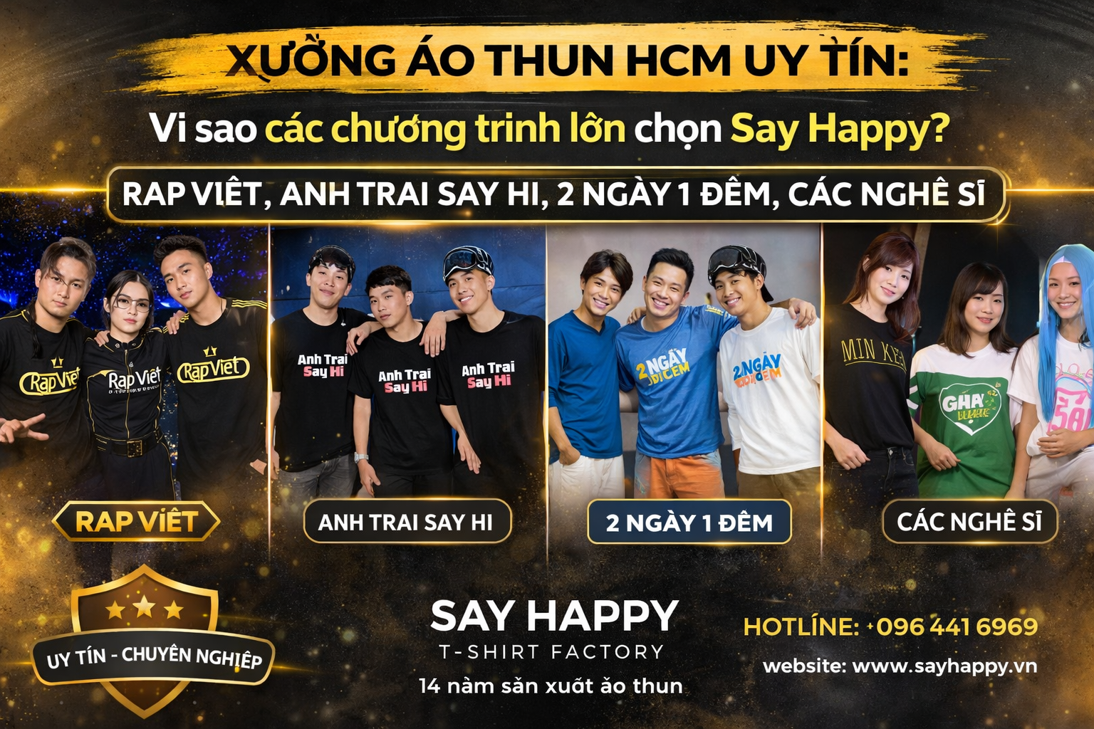 Sản xuất áo thun dự án nghệ sĩ tại TPHCM – Xưởng Say Happy